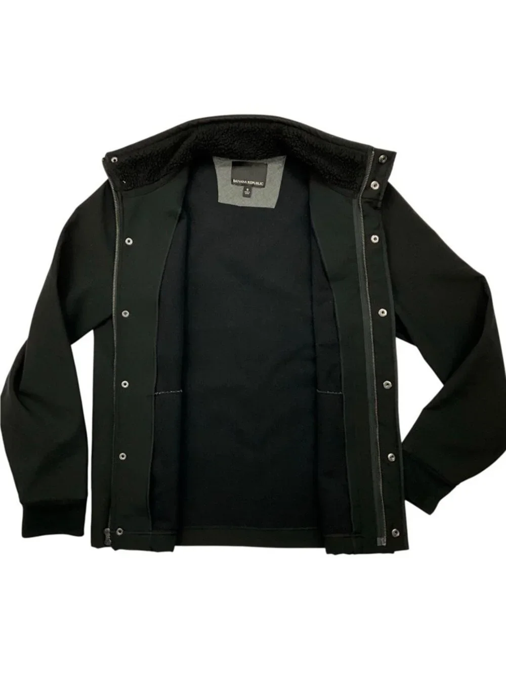 Banana Republic Softshell Jacket S Black Mockneck Preppy Fall Fashion
